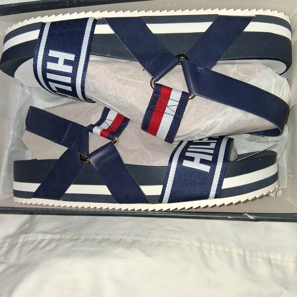 Tommy Hilfiger Blue and Red Sporty Sandals - Picture 3 of 5